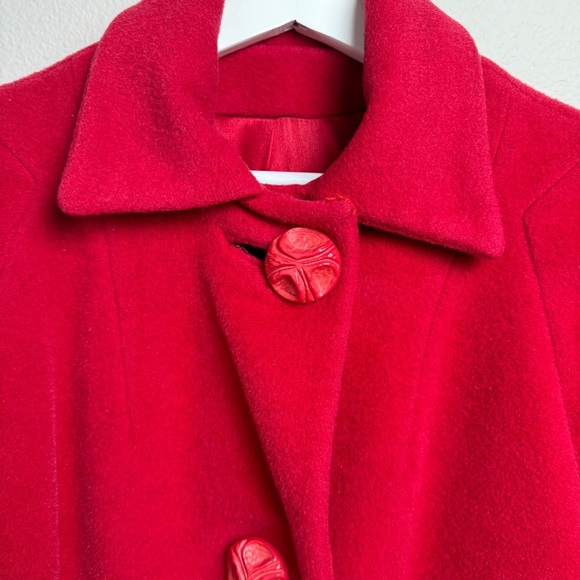 Vintage Wrubels 100% Virgin Wool Button Down‎ Coat Red - Picture 7 of 14